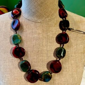 Natural stone on ribbon necklace